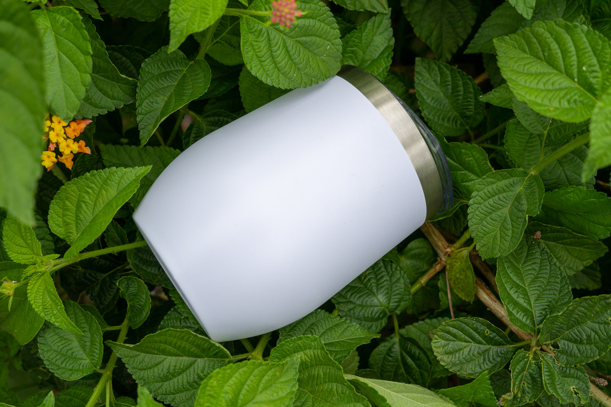 White Wine Tumbler Cup Mockup on Nature